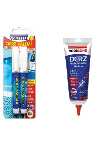 Vodaseal Yedek Uçlu Ikili Beyaz Derz Kalemi Ve 400ml Derz Dolgusu Boşluk Kapatıcı Beyaz