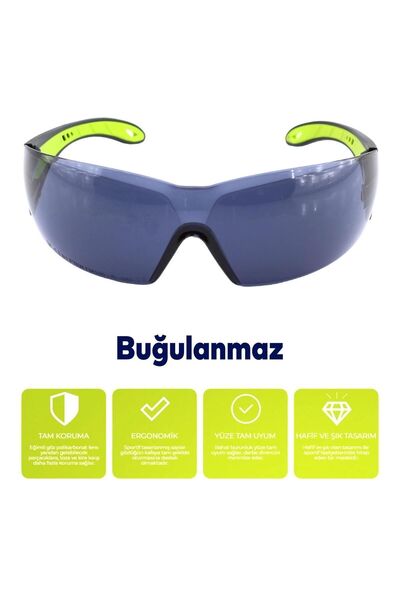 Badem10 Work Security Safety Goggles Protective Uv Proof Anti-Fog Glasses Smoked Silicone Earmuff Goggles