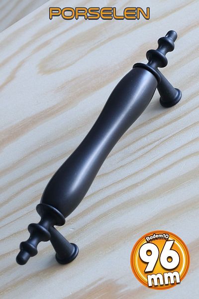 Badem10 Porțelan real (PREMIUM) Negru 96 mm Mobilier Bucătărie Sertar Dulap Dulap Mâner Capac Mâner Mânere