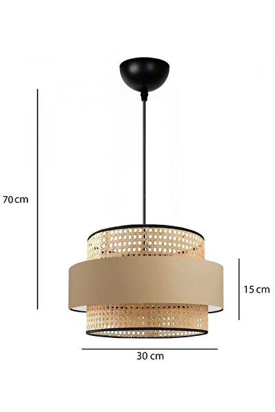 HOMİNG Homing Soho Retro Orijinal Rattan Minimalist Sarkıt Sütlü Kahve