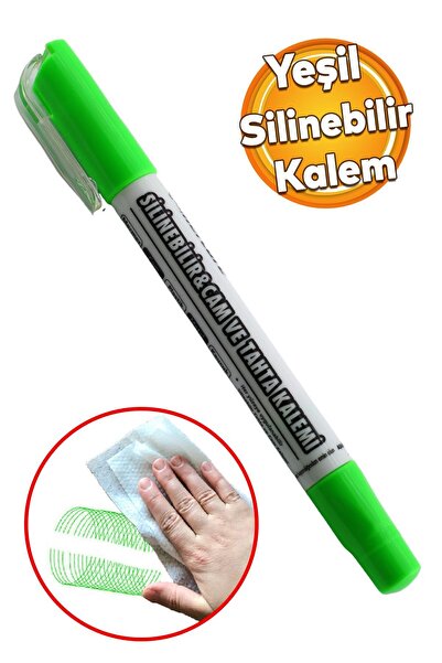 Badem10 Silinebilir Tebeşir Işaretleyici Yeşil Kalem Metal Plastik Cam Ahşap Yüzey Yağlı Boya Uç