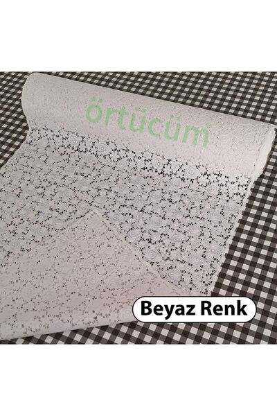 Örtücüm Pvc Dantel Dolap İçi Raf Örtüsü Beyaz Dantelli Buzdolabı Çekmece Kaymaz Mutfak Sehpa Çok Amaçlı Örtü