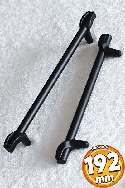 Badem10 Prade (PREMİUM) 192 Mm Mat Siyah Metal Mobilya Mutfak Çekmece Dolap D...