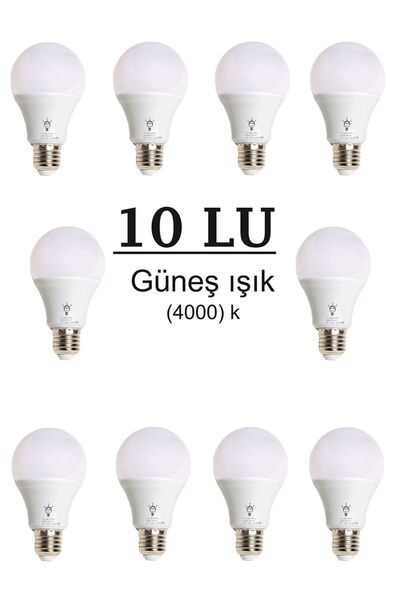 Genel Markalar Ack 9w Led Ampul E27 Duy Ilık Beyaz (4000 K) 10'lu Paket