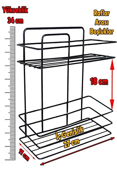 Badem10 Ванна Душова полиця Шампунь Кутовий квадратний чорний 2-ярусний органайзер для кухні