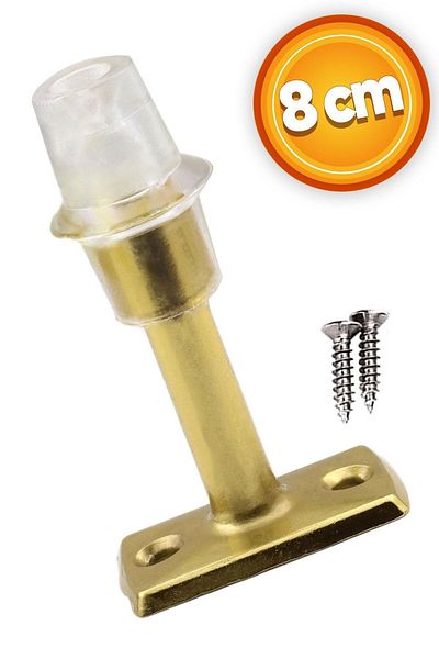 Badem10 Buton de oprire pentru mâner de ușă, auriu, 8 cm, metal, opritor de ușă, suport, mâner, opritor cu silicon