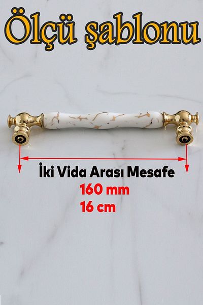 Badem10 Anavarza Porțelan Real Aur Alb 160 Mm Mobilier Bucătărie Sertar Dulap Mâner Mâner