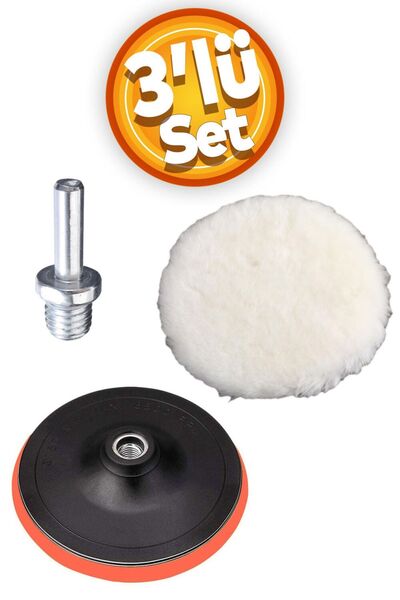 Badem10 (3'LÜ SET) Oto Araç Pasta Cila Polisaj Parlatma Yünü Pedi Keçesi 115 Mm Taban Aparat