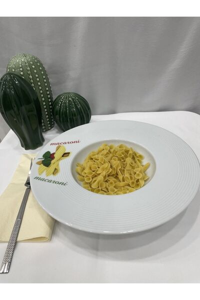 Kütahya Porselen DIAMOND Series White Patterned Deep Pasta Presentation Plate