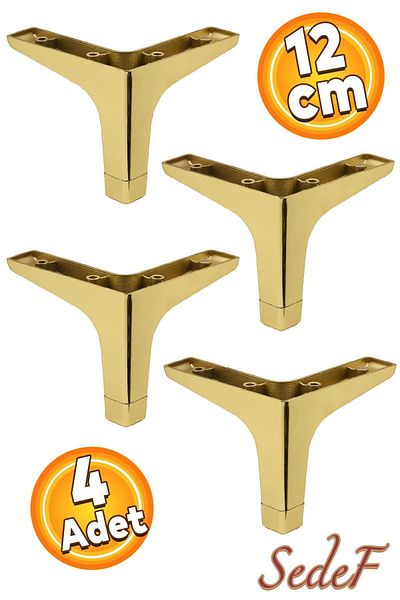 Badem10 Sedef Mobilier de lux Canapea Masă de cafea Unitate TV Picioare fotoliu 12 cm Picioare din plastic aurii (4 buc.)