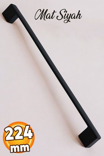 Badem10 Negru Mat Negru Mat Sertar Bucătărie - Mâner Metal - Dulap Dulap - Mânere Mâner 224 MM - 22,4 CM