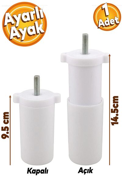Badem10 M8 Model Mid- Support Λευκός Καναπές Πολυθρόνα Βάσης - Ρυθμιζόμενη, Μπουλόνι και Βίδα (9,5cm)
