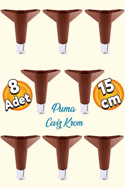 Badem10 Elista 15 Cm Nuc Cromat 8 Buc Mobilier Picior Canapea Masuta TV Unitati Picioare Riser