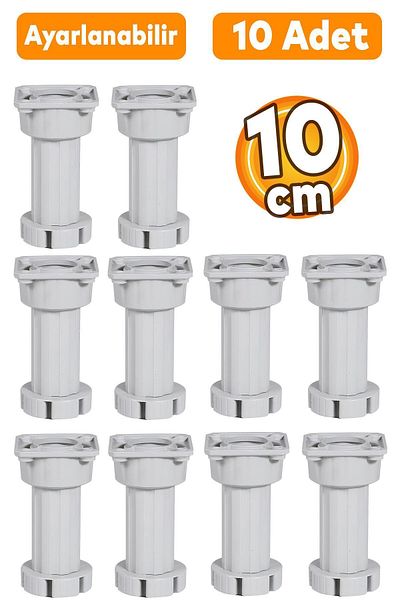 Badem10 Înălțător de 10 cm cu picioare gri - Bancă de canapea pentru mobilier de dulap reglabil (10 buc.)