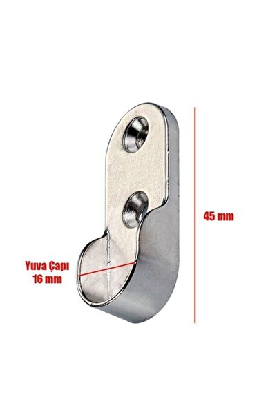 Nobel Boru Askı Flanşı Krom Oval Dolap Elbise Askı Aparatı (2 ADET)