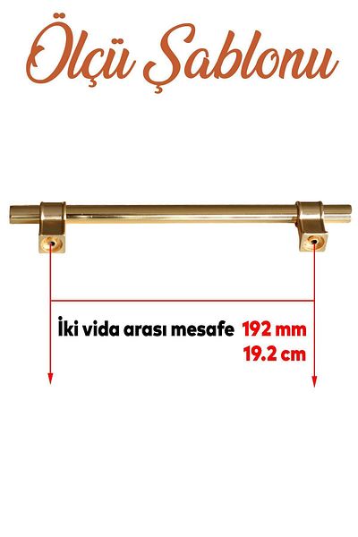 Badem10 Hisar Gold Mâner plat din metal auriu 192 mm Mobilier Bucătărie Sertar Dulap Mâner dulap Mâner