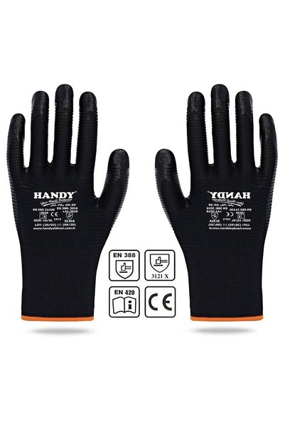 Handy Hn-99 Nitril Kaplama Sanayi Usta Eldiveni Koruyucu Eldiven Siyah No: 9/l (1 Çift)