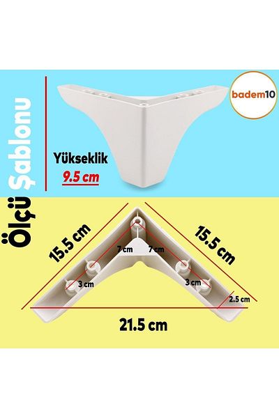 Badem10 Canapea Bellona Rose - Picior de fotoliu alb de 9,5 cm