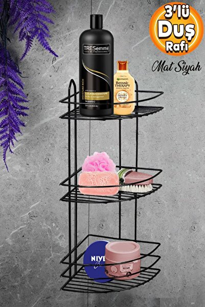 Badem10 Ванна Душова полиця Шампунь Кутовий Овальний Чорний 3-рівневий Організатор для зберігання кухонного приладдя
