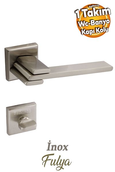 Badem10 Fulya Lüx Inox Square Rosette Wc-Bagător compatibil cu mânerul ușii, potrivit pentru mânerul ușii la dreapta și la stânga 1 set