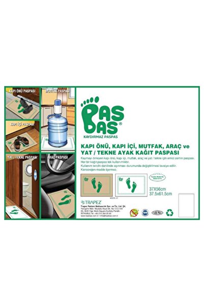 basbas Kaydırmaz, Su Emici Ve Doğa Dostu Kapı Içi, Mutfak, Araç Ve Yat / Tekne Ayak Kağıt Paspası | 25 Adet