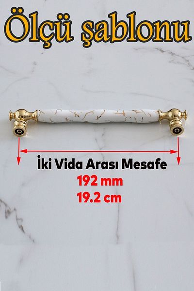 Badem10 Anavarza (PREMIUM) Porțelan Real Aur Alb 192 Mm Mobilier Bucătărie Sertar Mâner Dulap Mâner