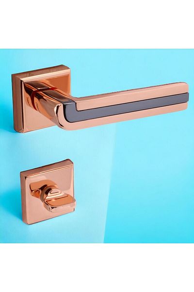 Badem10 (1 SET) Defne Luxury Rose Gold Rosette WC-Uși de baie compatibile Mânere