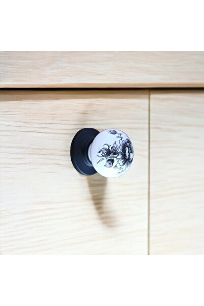Badem10 Rose Porcelain Button Club - Μαύρο Κάλυμμα Κουζίνας και Ντουλάπας