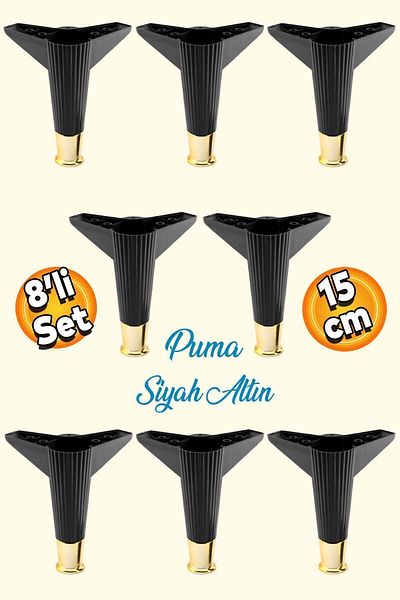 Badem10 Elista 15 Cm Negru Aur Aur 8 Buc Mobilier Picior Canapea Masuta Tv Unitati Picioare Riser