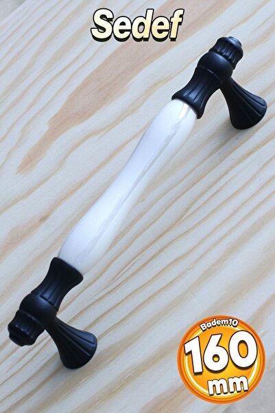 Badem10 Gerçek Sedef (PREMİUM) Siyah160 Mm Dolap Mobilya Mutfak Çekmece Kapak...
