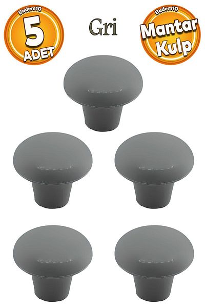 Badem10 (PLASTIC HARD) Buton ciupercă Gri Mobilier Bucătărie Sertar Dulap Dulap Mâner Mâner Mânere 5 buc