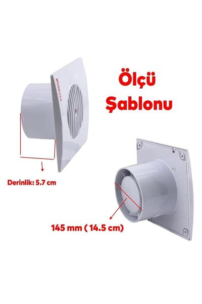 Badem10 Dekoratif 145 Mm Banyo Wc Havalandırma Aspiratörü Fanı Kirli Hava Kötü Koku Fanı Plastik Vantilatör