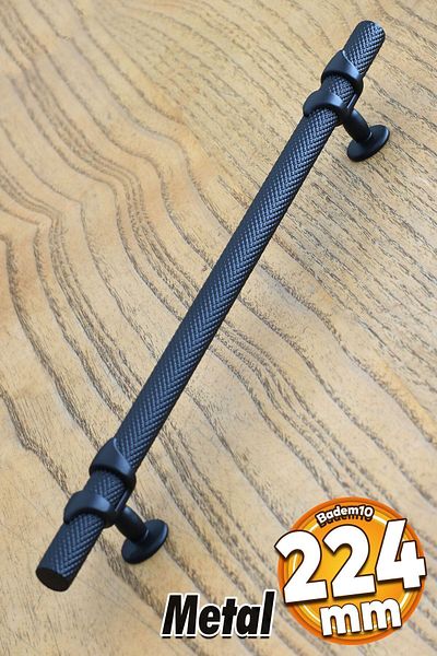 Badem10 Bucșă (PREMIUM) Mobilier Bucătărie Sertar Dulap Dulap Negru 224 Mm Mânere Metalice Mâner Mâner