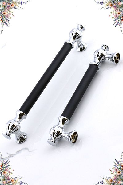Badem10 Çınar (PREMIUM) 192 mm crom negru metal mobilier bucătărie sertar dulap capac dulap 192 mm mâner mâner