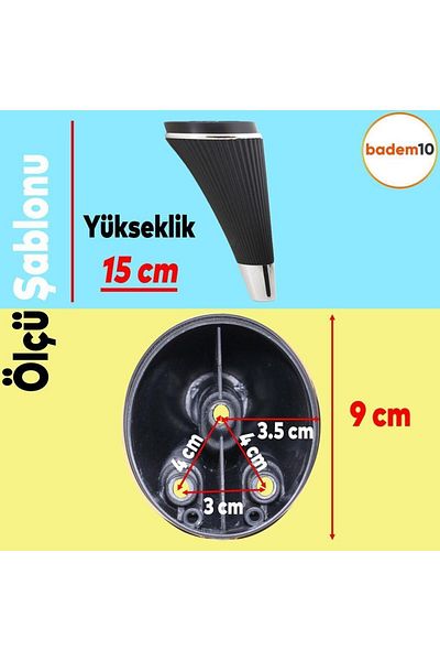 Badem10 Set de 6 din fier - Unitate TV neagră, canapea extensibilă și suport pentru canapea, șuruburi M8 de 15 cm