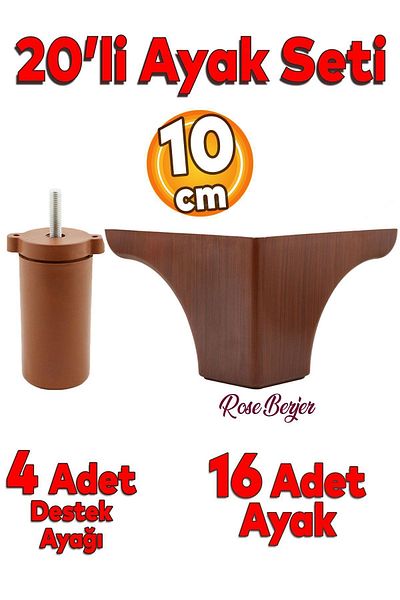 Badem10 Set de 20 de piese Rose Mobilier de lux Fotoliu Canapea Unitate TV Upgrade Suport Picior 10 cm Picioare Cafea