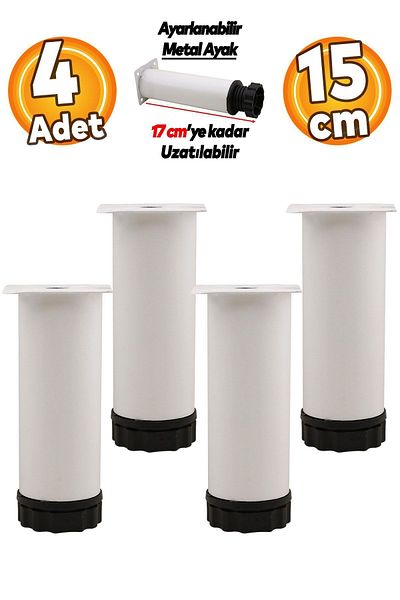 Badem10 Mobilier reglabil Canapea Baza Fotoliu Suport metalic Picior 15 cm Picioare albe 4 buc