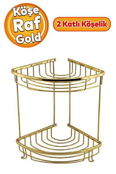 Badem10 Oval Banyo Altın 2 Katlı 20x20 Şampuan Askı Kese Sabun Duş Malzeme Es...