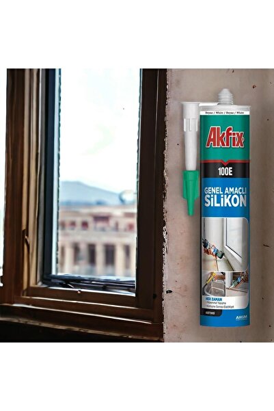 Akfix Genel Amaçlı Antrasit Gri Akrilik Mastik Silikon 325 GR Kapı Pencere Pvc Montaj Yalıtım Yapışma