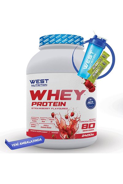 West Nutrition Strawberry Flavored Whey Protein Powder - 2400 gr 80 Servings