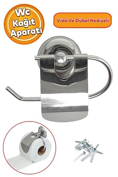 Badem10 WC Paper Stand Toilet Paper Holder Apparatus with Cover Stainless Metal Sturdy Quality Chrome