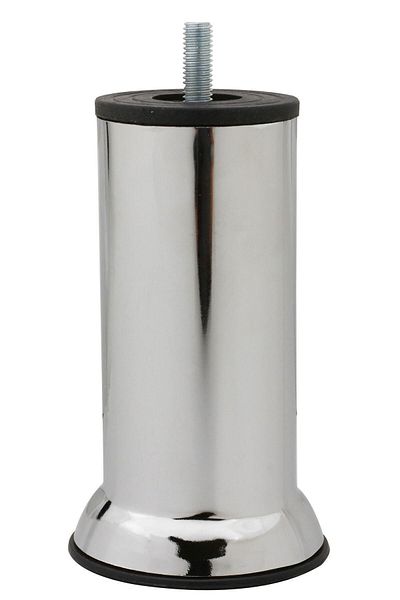 Badem10 Picior din metal cromat cu șurub M8 - Suport pentru scaun pat, picior de ridicare de 15 cm