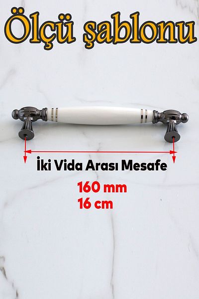 Badem10 Mira (PREMIUM) Porțelan alb cu dungi afumate 160 mm Mobilier Bucătărie Sertar Dulap Mâner Mâner