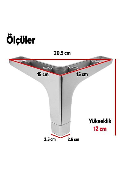 Badem10 Mobilier de lux Sedef Canapea Masă de cafea Unitate TV Picior fotoliu 12 cm Picioare cromate (4 buc.)