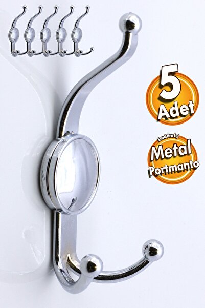 Badem10 5 Adet Boncuk Portmanto Vestiyer Duvar Dolap Elbise Askısı Krom Metal...
