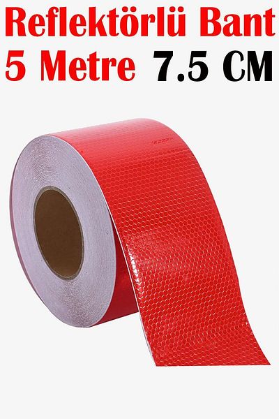 Badem10 Red Reflective Highlighter Vehicle Strip Tape - 7.5 Cm 5 Mt Warning Tape