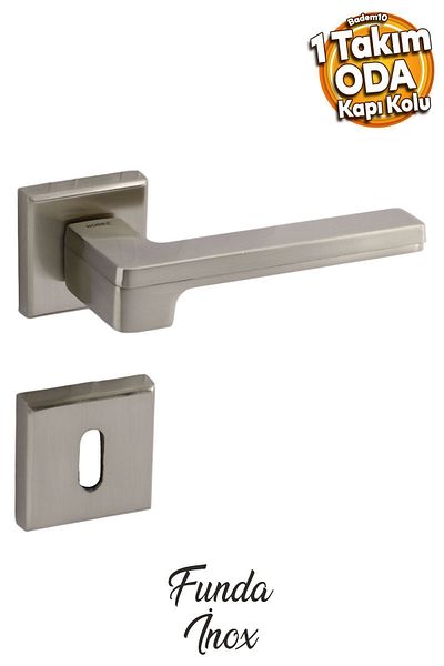 Badem10 Funda Lux Inox Mâner de ușă de cameră cu rozetă pentru uși glisante și uși din oțel Mâner de uși potrivite pentru stânga și dreapta