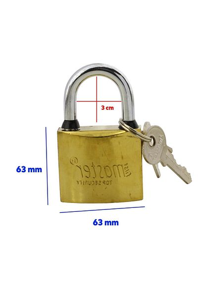 Badem10 Yellow Color 63 mm Workplace Shutter - 3-Key Padlock and Ring Chest Tosba Lock Metal