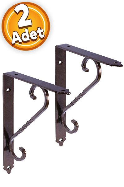 Badem10 Ferforje Raf Altı Ayak Dekoratif Raf Tutucu 135 X 190 Mm Bakır Montaj...