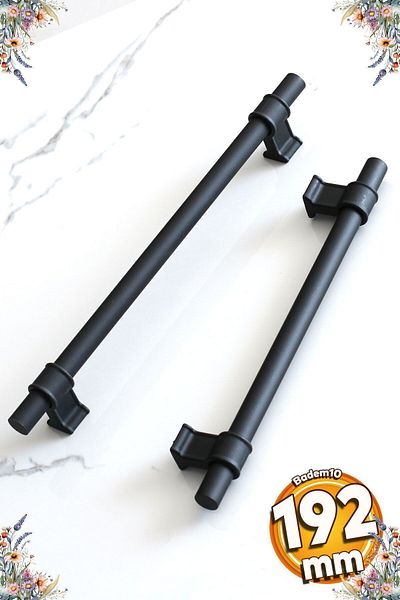 Badem10 Hisar 192 mm Mâner negru Mobilier Bucătărie Sertar Dulap Ușă Dulap Mâner Mâner Metal 19,2 mm